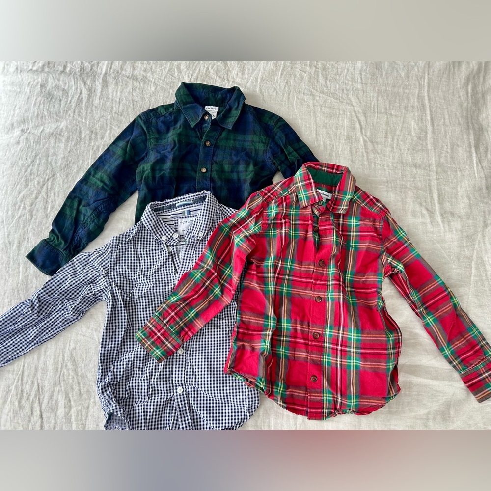 Plaid and Checkered 5/6 Boys Shirts Set